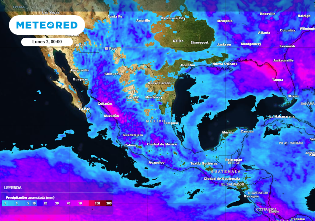 Rain Pronóstico de lluvia acumulada para este fin de semana en México.