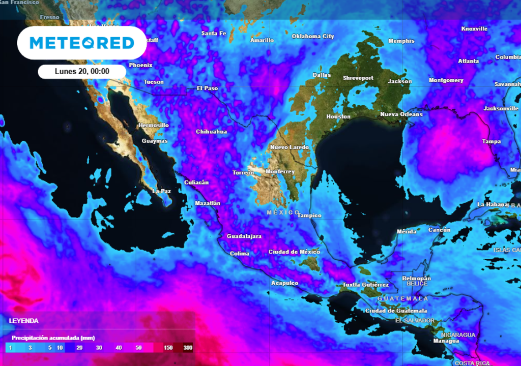 Lluvi Pronóstico de lluvia acumulada para este fin de semana en México.