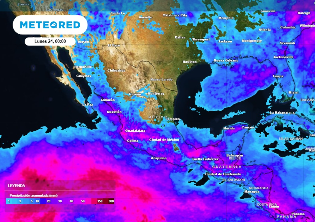 LLuvias Pronóstico de lluvia acumulada para este fin de semana en México.
