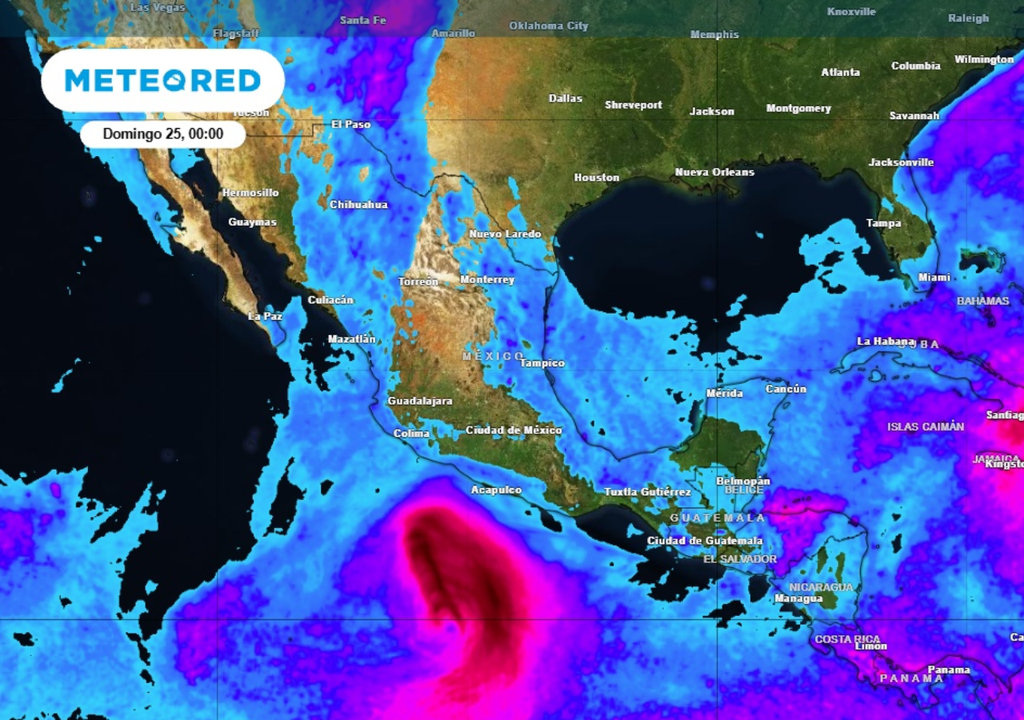 Lluvias Pronóstico de lluvia acumulada para este fin de semana en México.