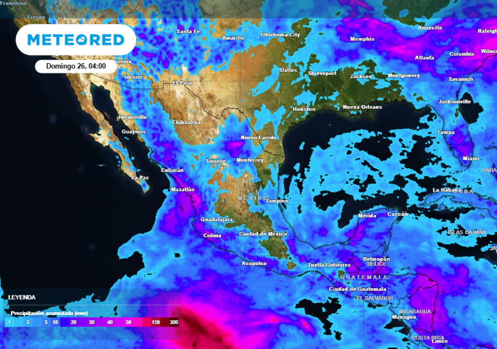 Lluvia Pronóstico de lluvia acumulada para este fin de semana en México.