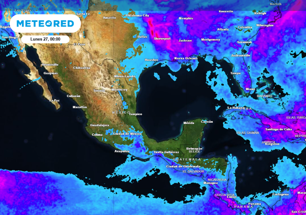 Pronóstico de lluvia acumulada para este fin de semana en México.