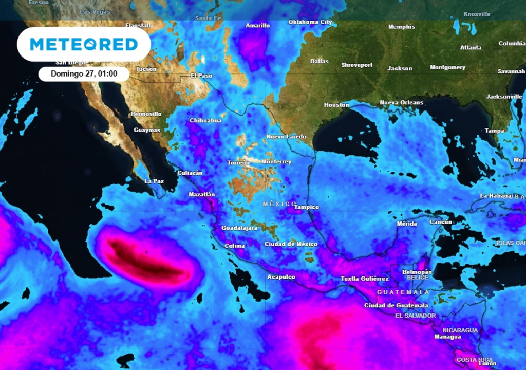 Lluvias Pronóstico de lluvia acumulada para este fin de semana en México.