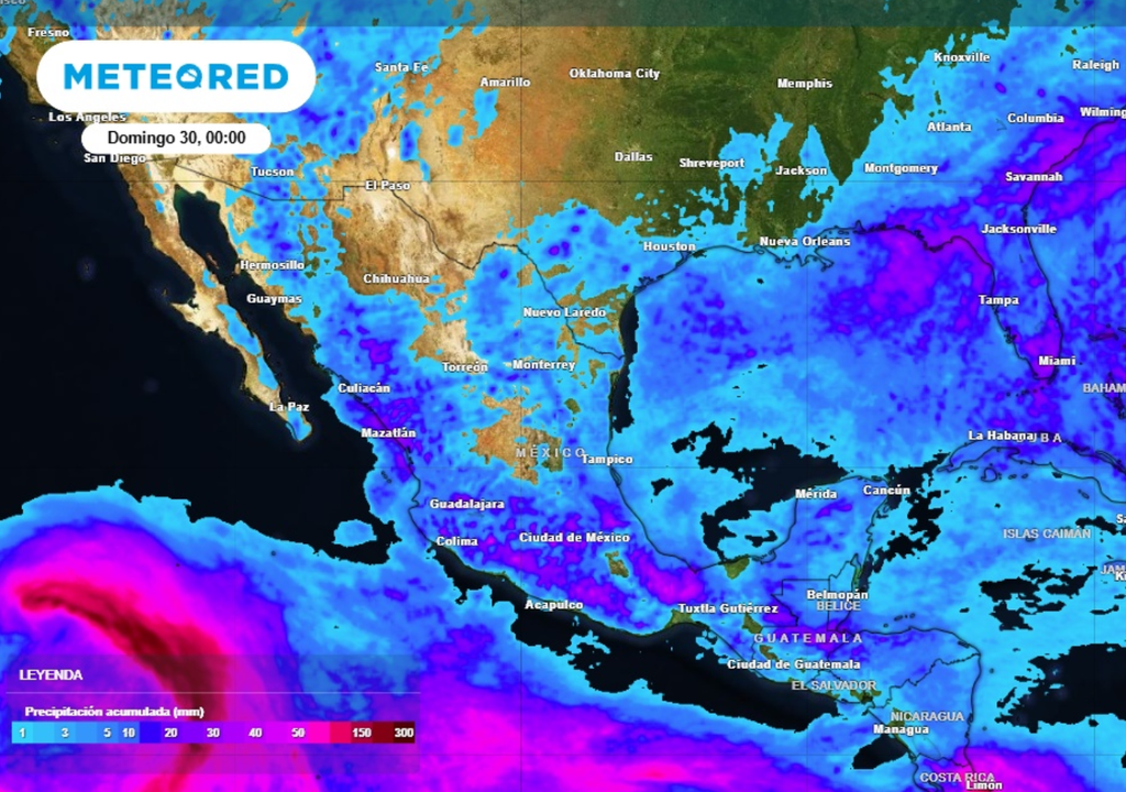 Rain Pronóstico de lluvia acumulada para este fin de semana en México.