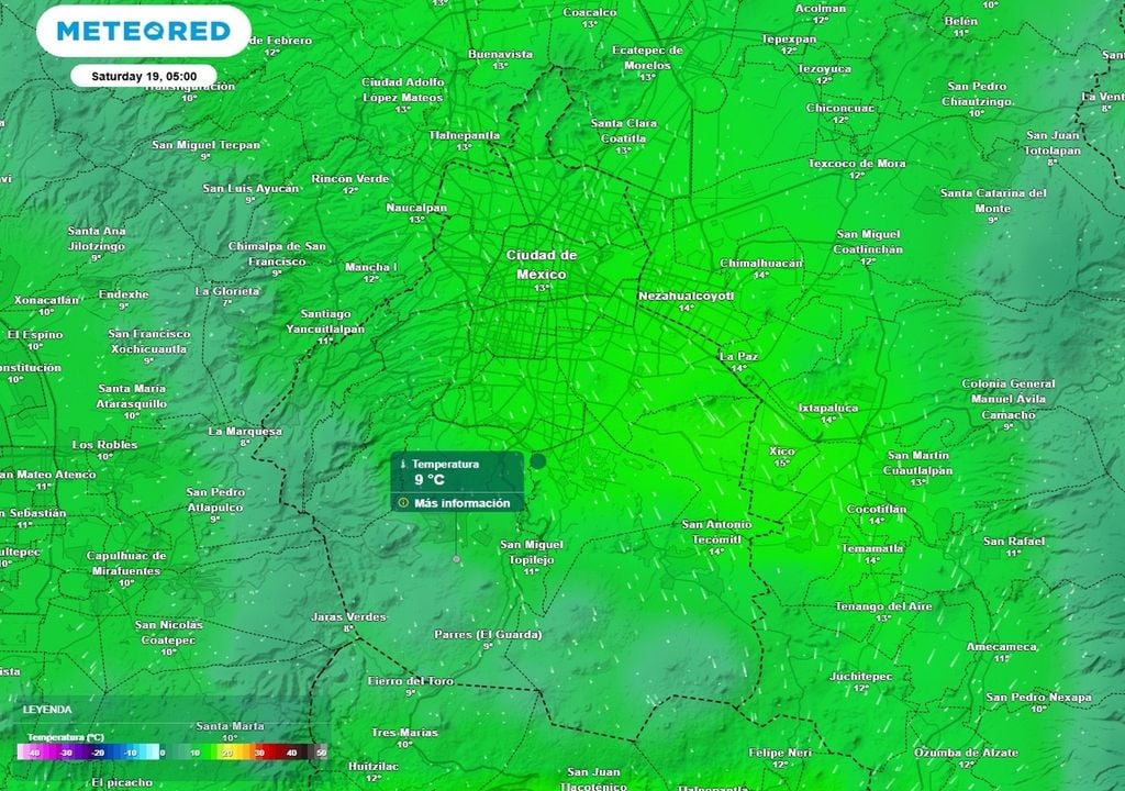 Las temperaturas mínimas al amanecer del sábado estarán dentro de los 13 y 15 °C en la zona norte, centro y oriente de la capital.