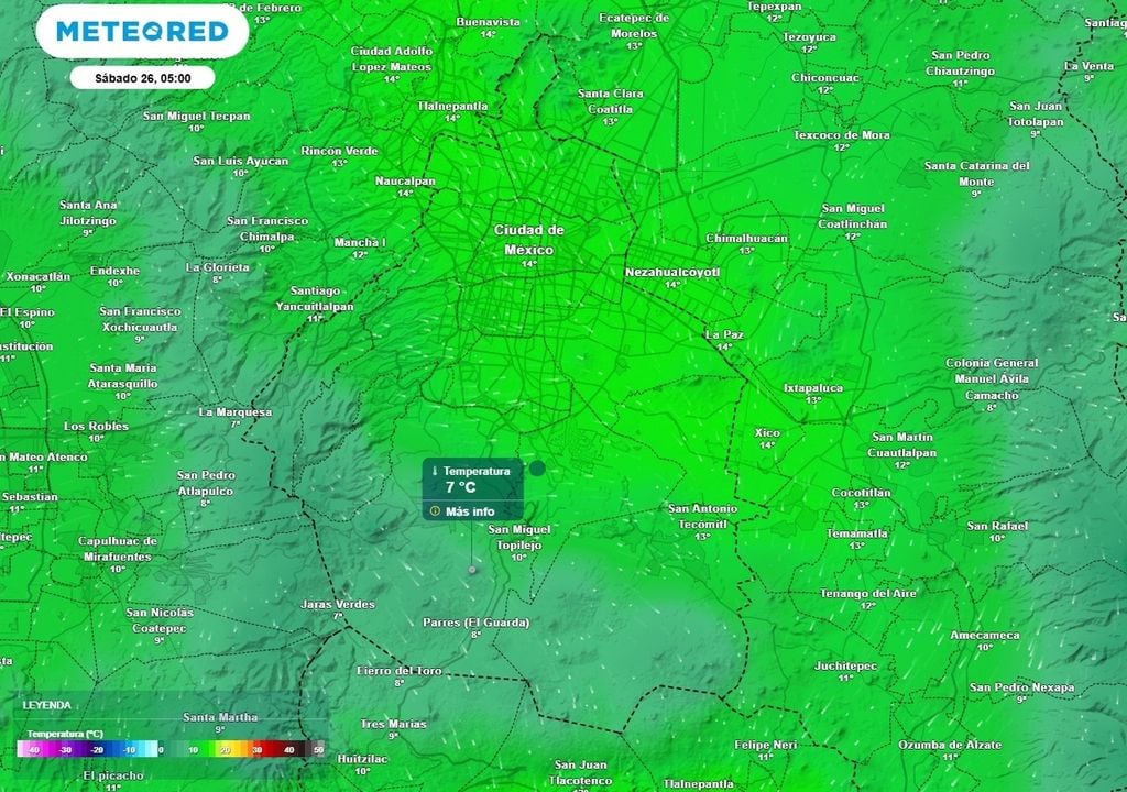 temperatura La temperatura al amanecer será inferior a 9 °C en las partes más altas de Tlalpan.