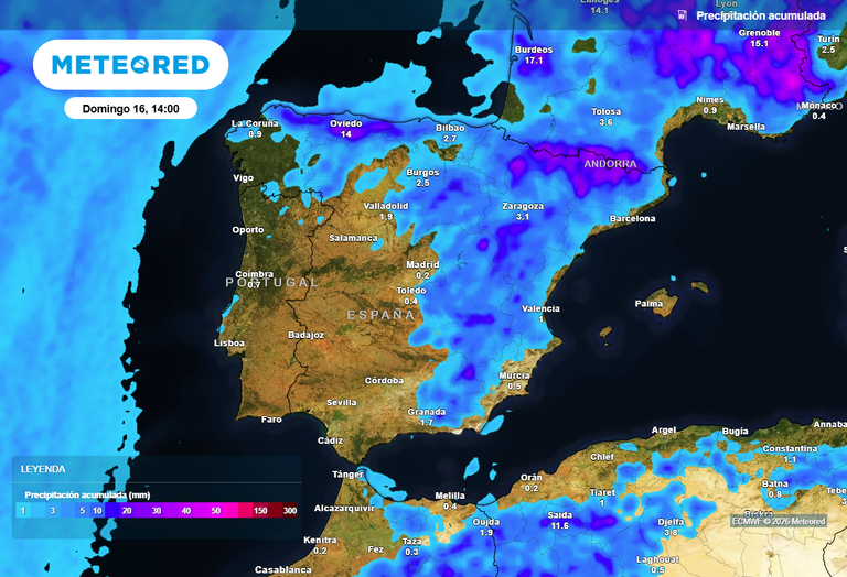 Entre el viernes y el domingo crecer&aacute;n tormentas que dejar&aacute;n lluvias de 50 l/m&sup2;, reventones y granizo en media Espa&ntilde;a