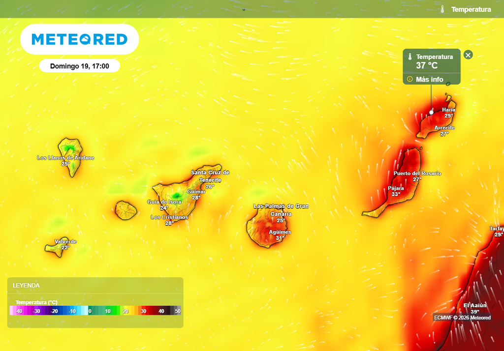 Los modelos no descartan que en las islas orientales puedan superarse los 35 ºC de máxima.