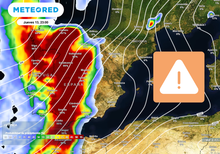 Entre hoy y el viernes caerán más de 50 l/m2 en estas 16 provincias: desde A Coruña o Huelva hasta Tenerife