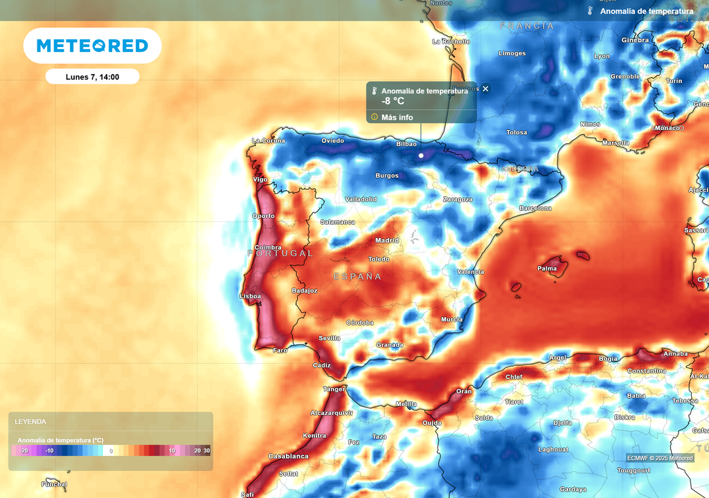 Mapa de anomalías de temperatura Mapa de anomalías de temperatura