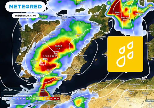 Entre hoy y mañana las lluvias más importantes se registrarán en Huelva, Badajoz, Toledo y estas provincias más