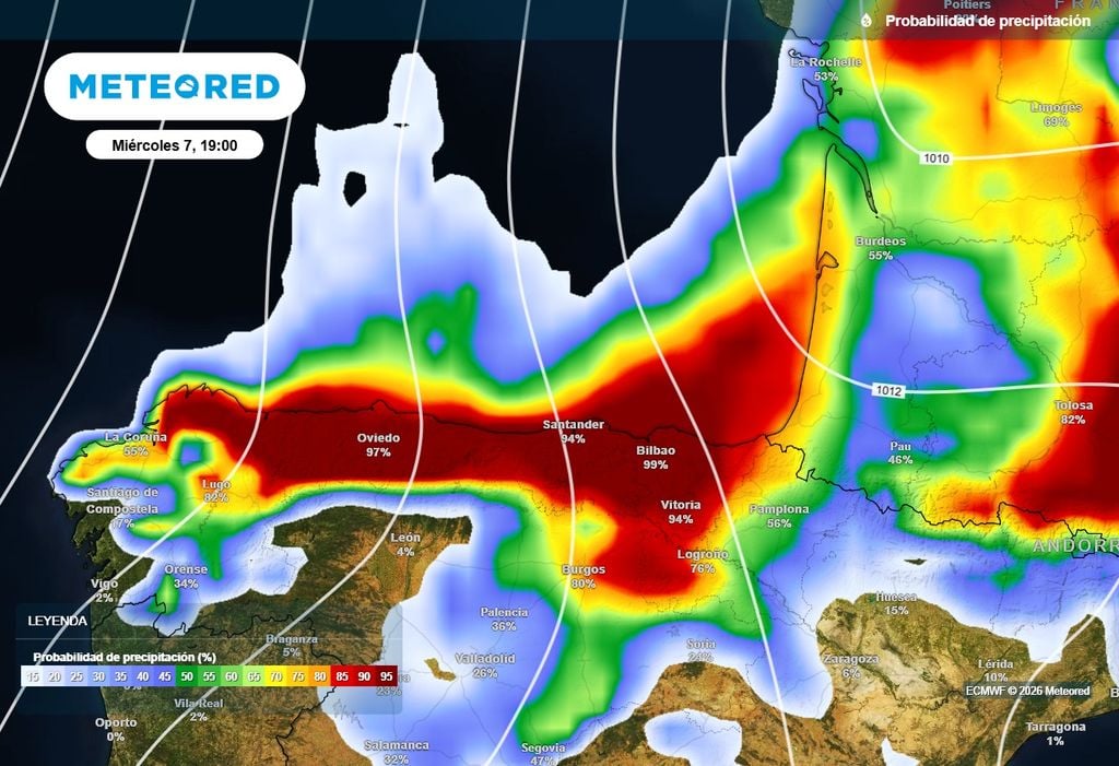 Las precipitaciones se intensificarán y generalizarán en el extremo septentrional peninsular.