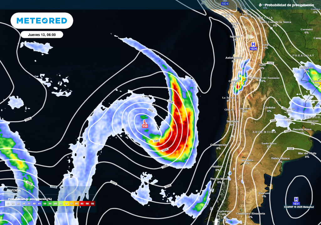 Sistema frontal dejaría lluvias hasta el fin de semana en el centro-sur de Chile.