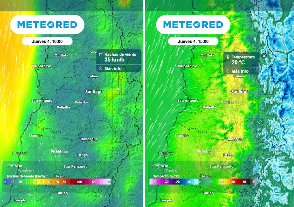 mapas de rachas de viento y temperatura