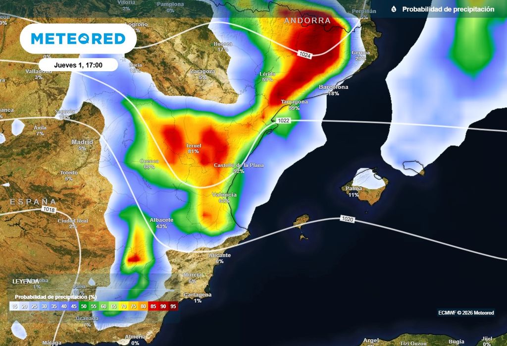 Mañana el riesgo de lluvia se concentrará en las comunidades mediterráneas.