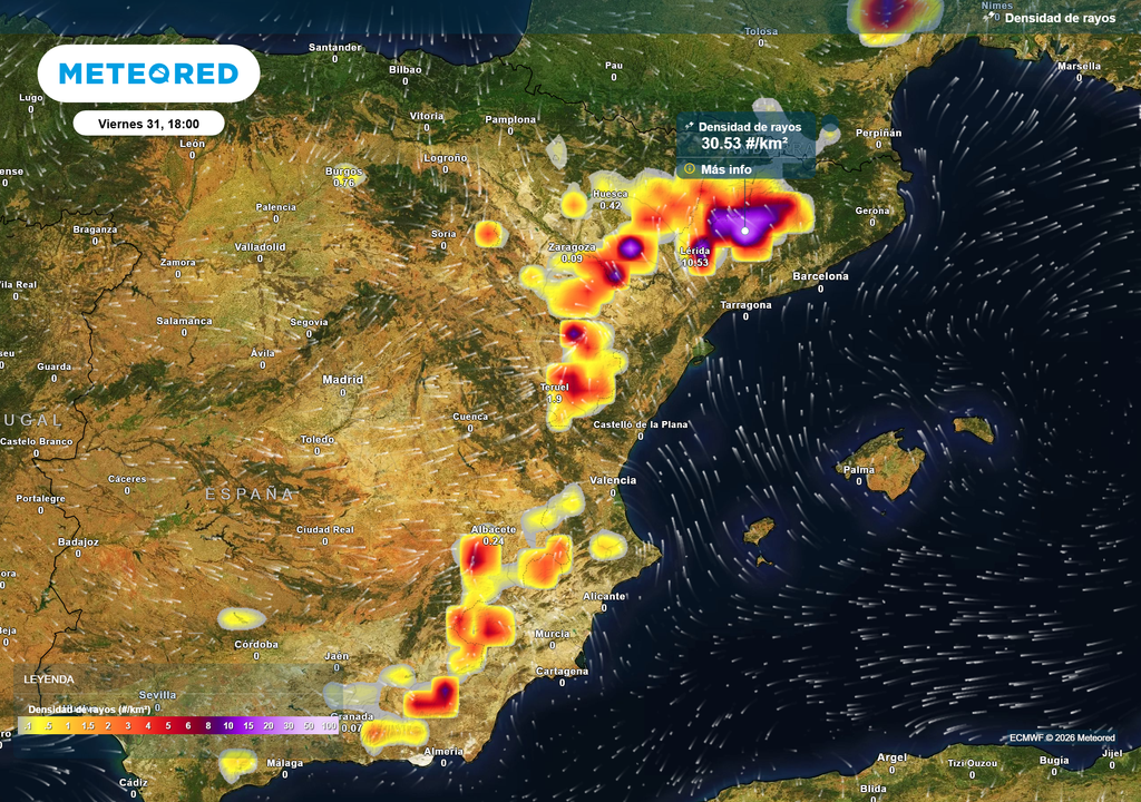 Las tormentas más extensas e intensas se prevén en el extremo nordeste peninsular.