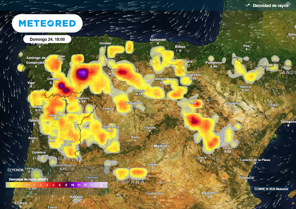 La actividad eléctrica será muy importante durante la tarde del domingo.