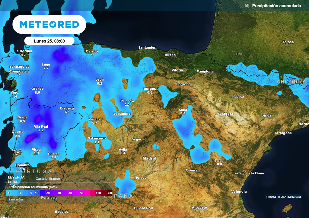Los acumulados más considerables se esperan en el noroeste peninsular.