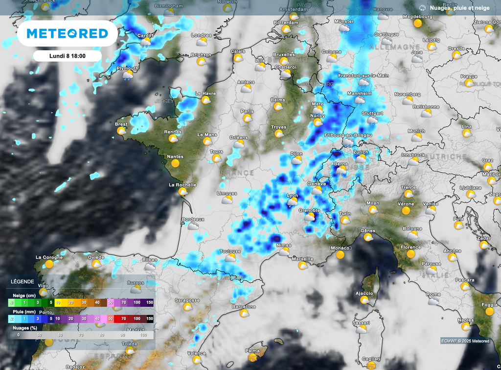 Des averses et orages bien présents lundi dans le sud-est et l'est.