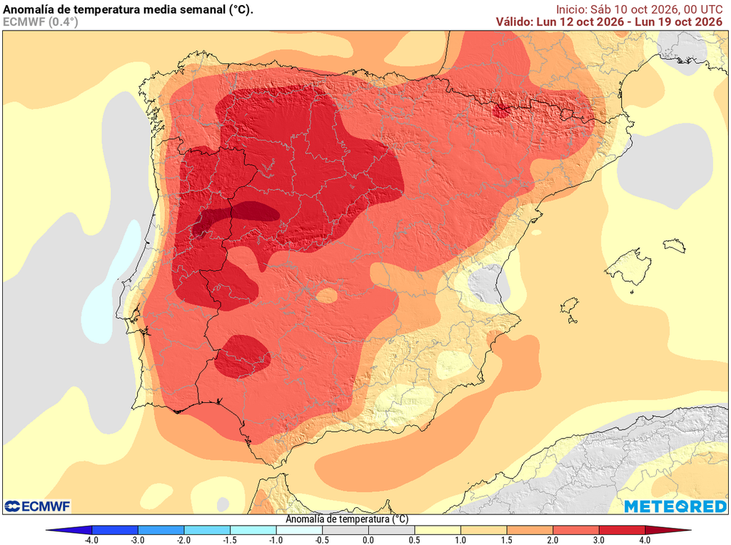 Las anomalías térmicas serán destacables esta próxima semana, e incluso en zonas del oeste y noroeste las temperaturas podrían situarse más de 3 ºC por encima de la media de la época.