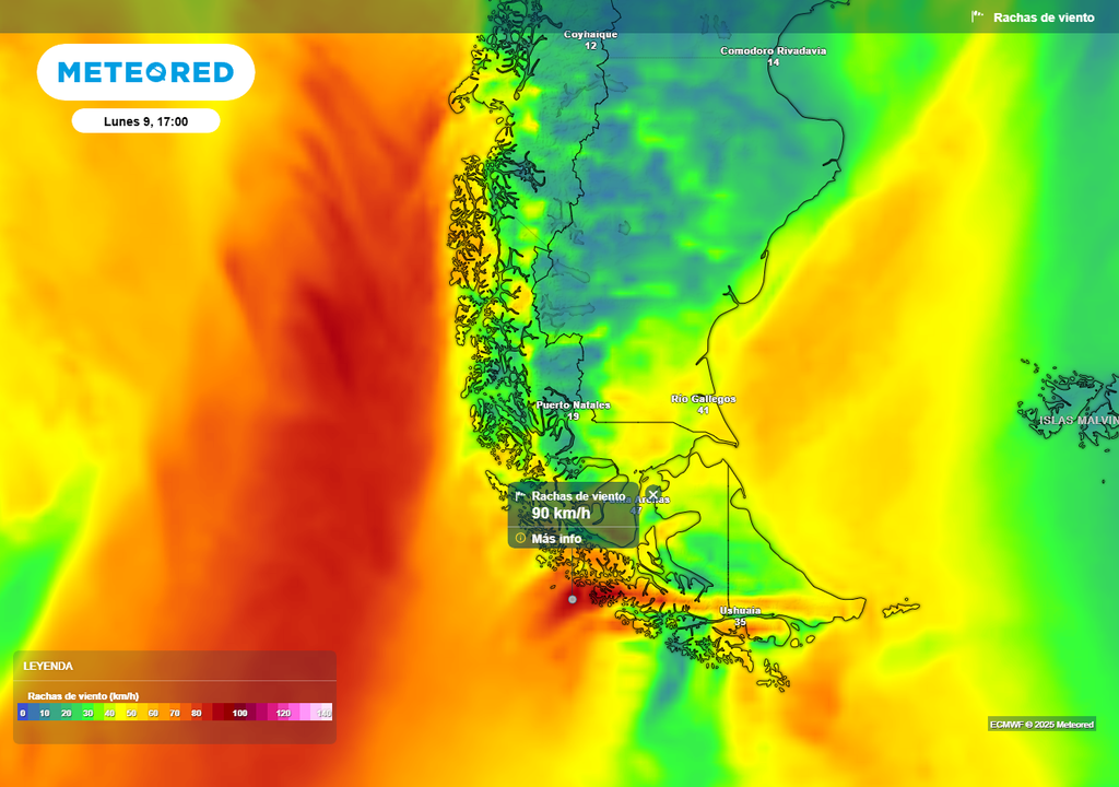 Enorme sistema frontal, lluvias y vientos, Chile, Meteored