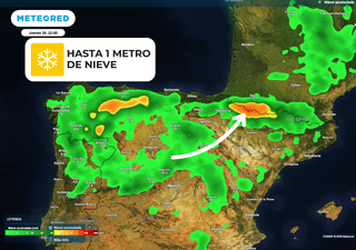 Entre mañana y el jueves podría caer hasta 1 metro de nieve en estas dos cordilleras, según los mapas de Meteored