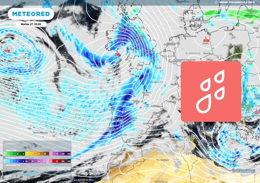 La AEMET activa un aviso rojo por lluvia: entre ma&ntilde;ana y el martes llegar&aacute; el pr&oacute;ximo gran frente fr&iacute;o a Espa&ntilde;a
