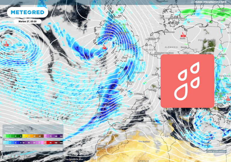 La AEMET activa un aviso rojo por lluvia: entre ma&ntilde;ana y el martes llegar&aacute; el pr&oacute;ximo gran frente fr&iacute;o a Espa&ntilde;a