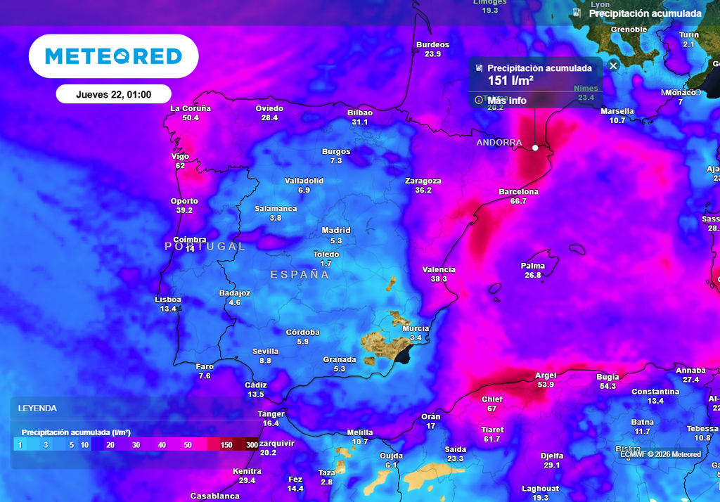 Hasta últimas horas del martes, se podrían haber acumulado cerca de los 140 l/m2 en puntos de Cataluña.