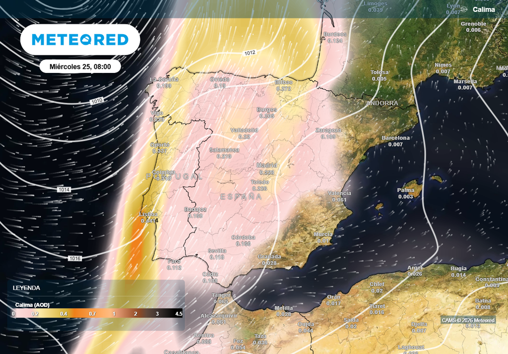 El polvo en suspensión dejará cielos turbios en esta primera parte de la semana en la Península y Canarias.