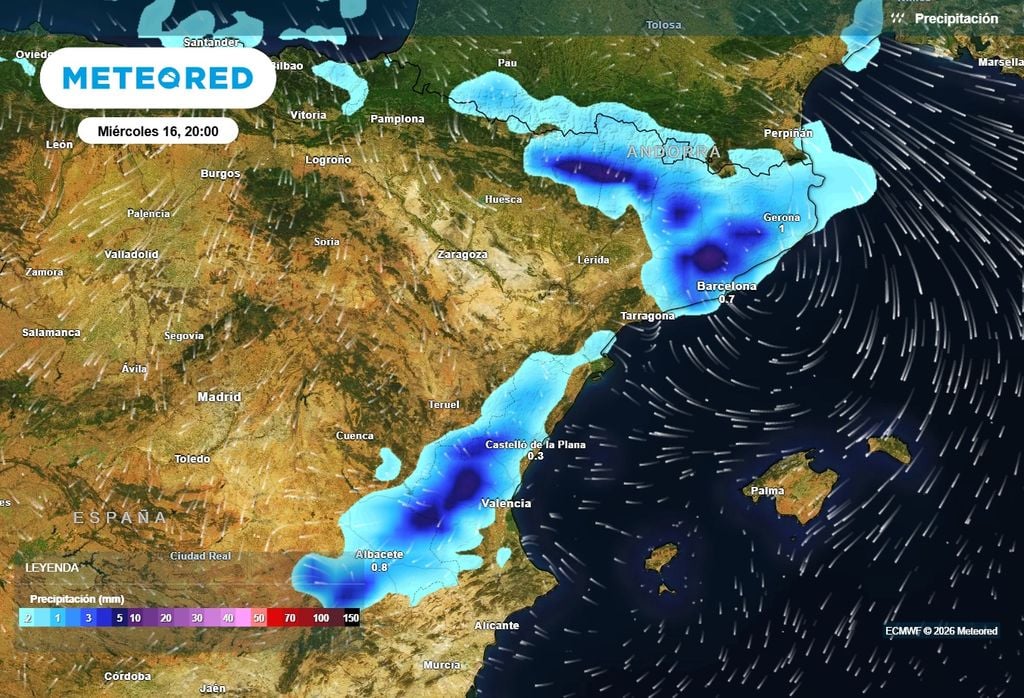 Mañana las tormentas más fuertes saltarán primero en Cataluña, Comunidad Valenciana y provincias vecinas.