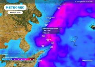 Entre mañana y el viernes habrá lluvias de más de 70 l/m², tormentas y nieve en estas zonas de la Comunidad Valenciana