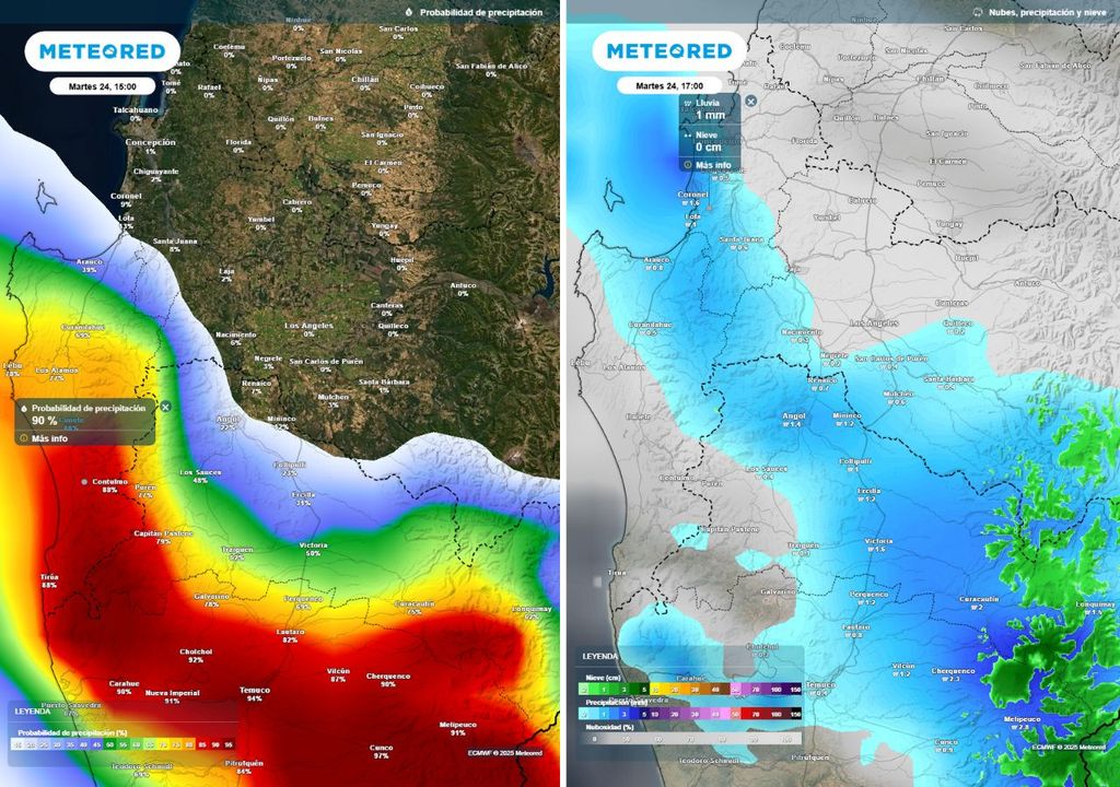 Lluvias Biobío, Meteored, Chile