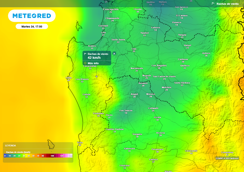 Lluvias, viento, Región de Biobío, Meteored, Chile