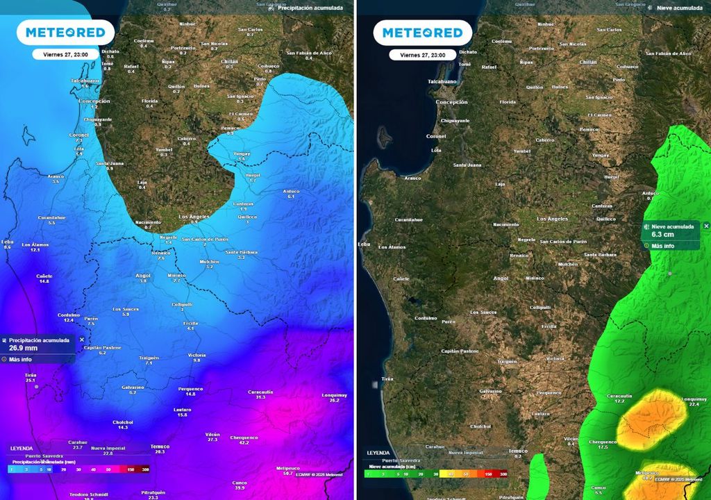 Lluvias en la Región de Biobío, Meteored Chile