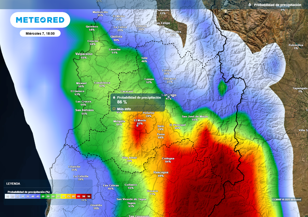 Lluvias en Santiago, Meteored Chile