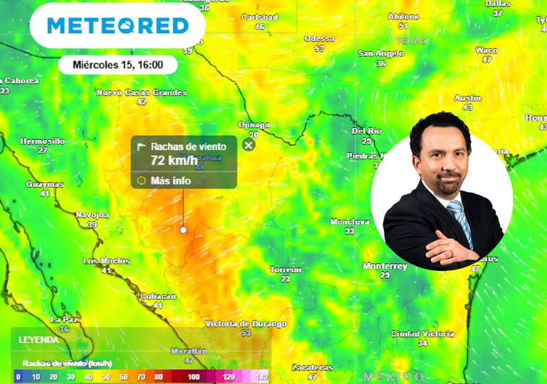 Entre mi&eacute;rcoles y viernes, aire fr&iacute;o y l&iacute;nea seca mantienen rachas intensas con tormentas al Norte del M&eacute;xico