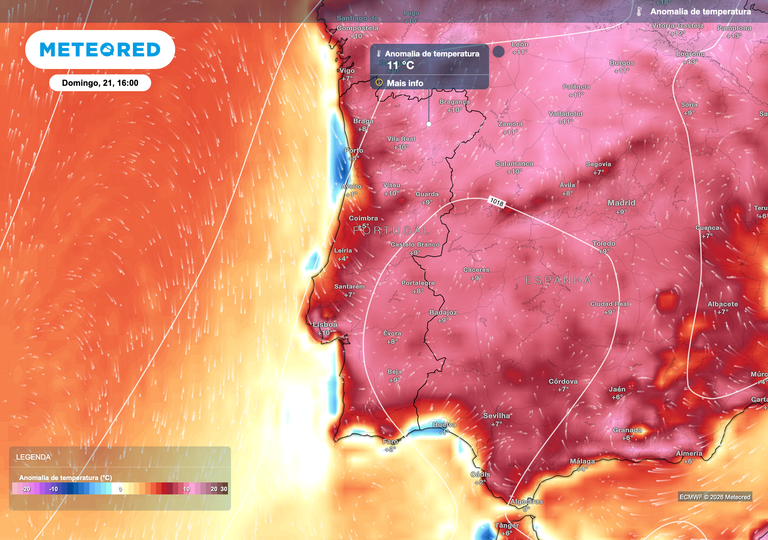 Entre os dias 20 e 24, o calor poder&aacute; bater recordes: esta &eacute; a previs&atilde;o do modelo europeu para Portugal