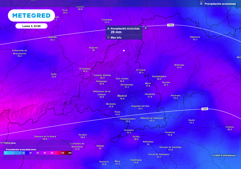 Los acumulados más elevados se esperan en el tercio norte de la región.