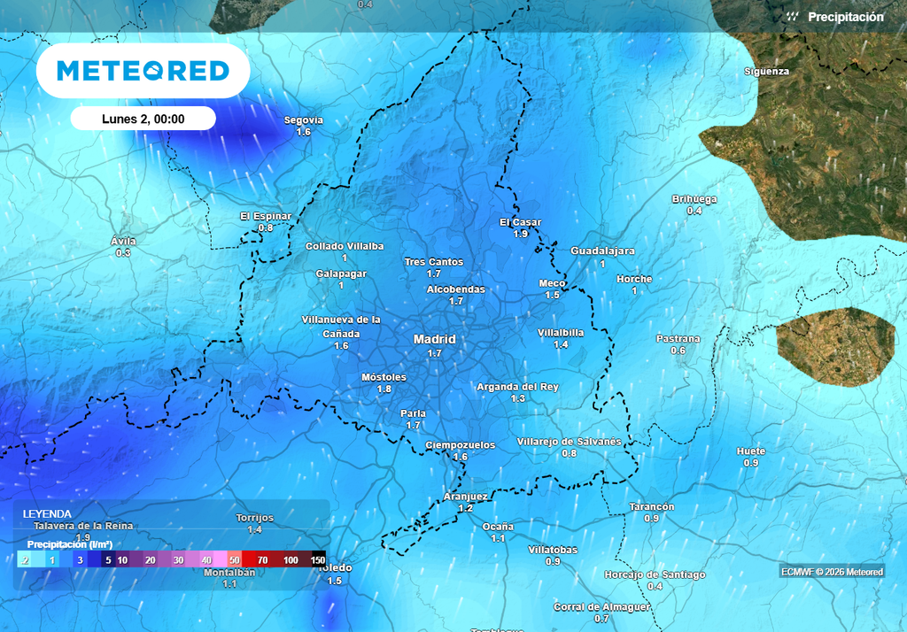 A últimas horas las precipitaciones se irán generalizando en la Comunidad de Madrid.