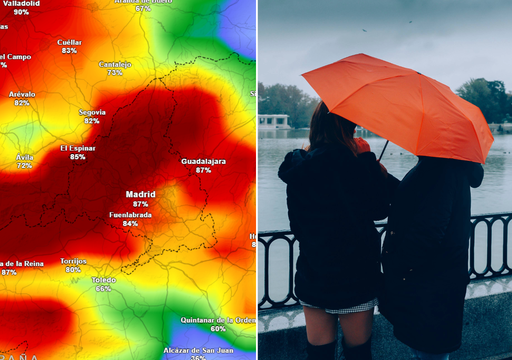 Entre qu&eacute; horas ser&aacute; m&aacute;s probable la lluvia este domingo en Madrid