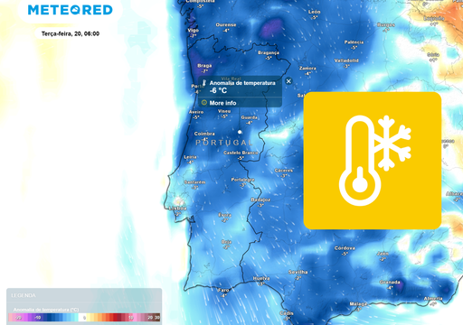 Entre s&aacute;bado 17 e ter&ccedil;a-feira 20, as madrugadas ser&atilde;o geladas: esperam-se at&eacute; -6 &ordm;C; eis as regi&otilde;es mais afetadas