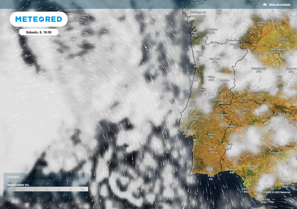 Mapa atmosférico: Nebulosidade