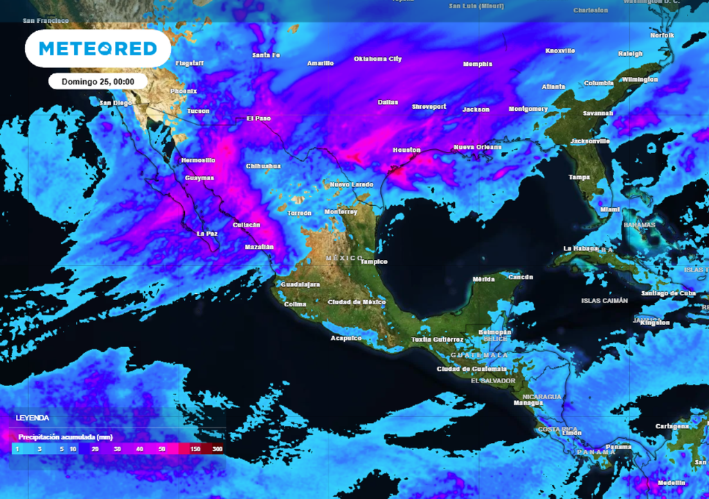 Lluvia Pronóstico de lluvia acumulada para los próximos días en México.