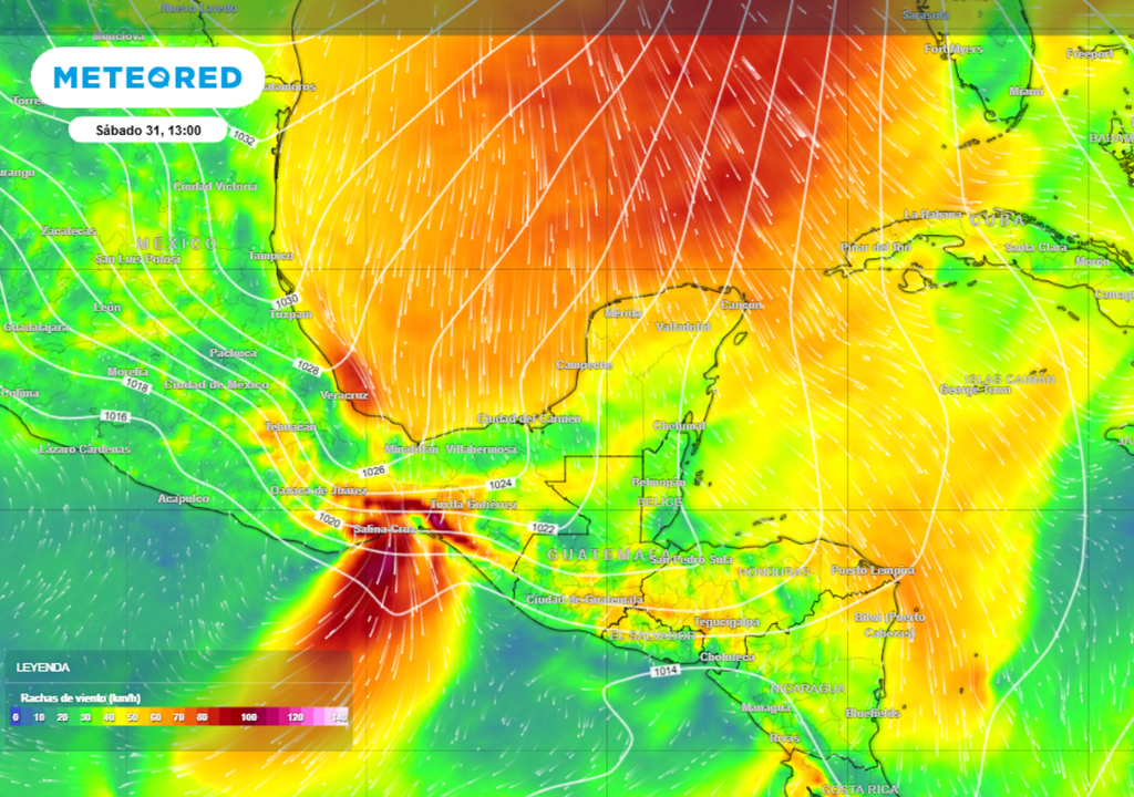 Norte Evento de "Norte" con vientos de hasta 100 km/h impactarán las costas del Golfo de México.