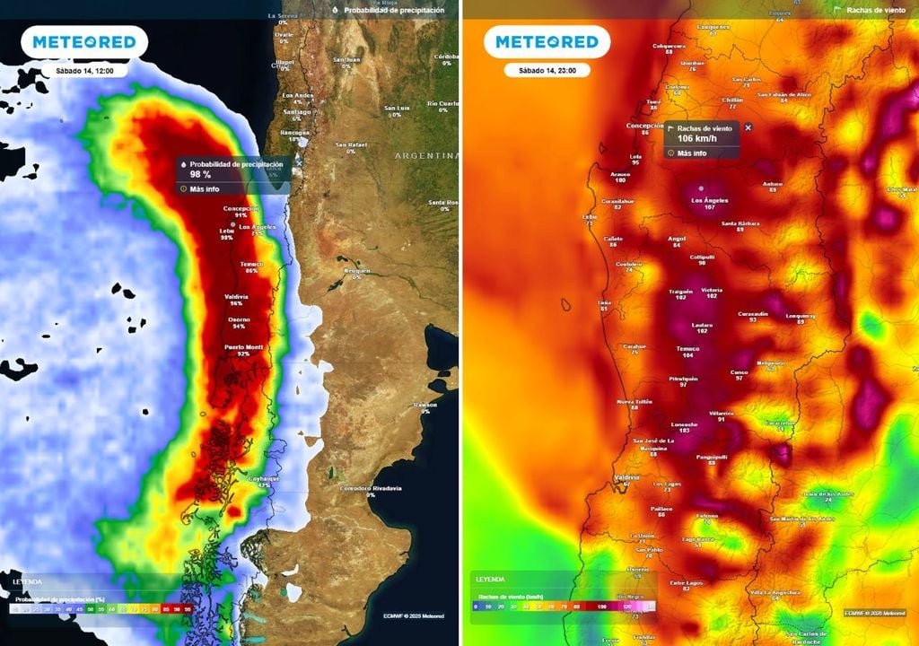Sábado 14 y domingo 15 de junio, sistema frontal, Meteored Chile