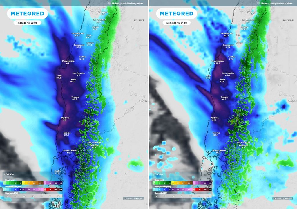 Sistema frontal, sábado 14 y domingo 15 de junio, Meteored Chile