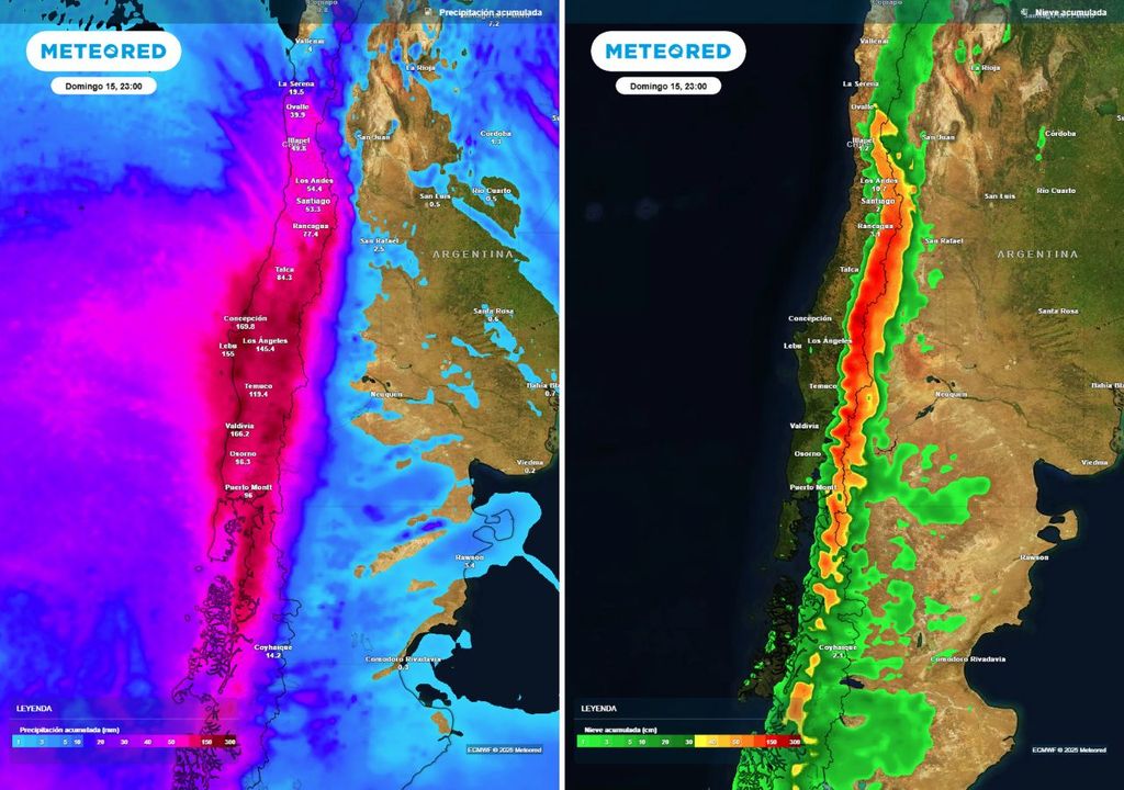 Sistema frontal, sábado 14 y domingo 15 de junio, Meteored Chile