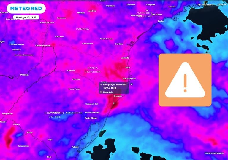 Entre sexta-feira e o domingo, SC est&aacute; sob alerta e pode receber 150 mm; confira a previs&atilde;o
