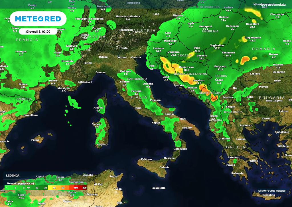 Quota neve in calo e possibilità di fiocchi anche in pianura Quota neve in calo e possibilità di fiocchi anche in pianura